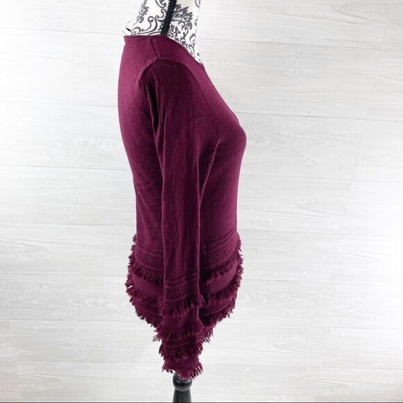 Trina Turk Pointelle Merino Wool Fringe Crewneck Sweater - Picture 4 of 9